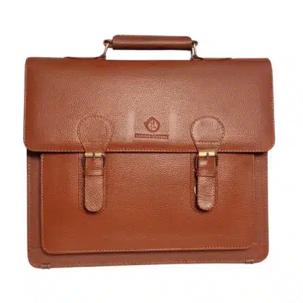 Classic Tan Leather Laptop Briefcase